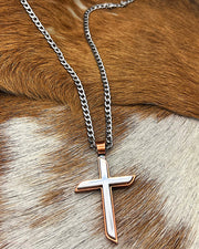 Two Tone Cross Necklace