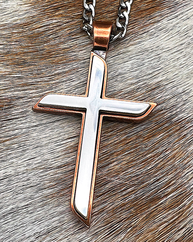 Two Tone Cross Necklace