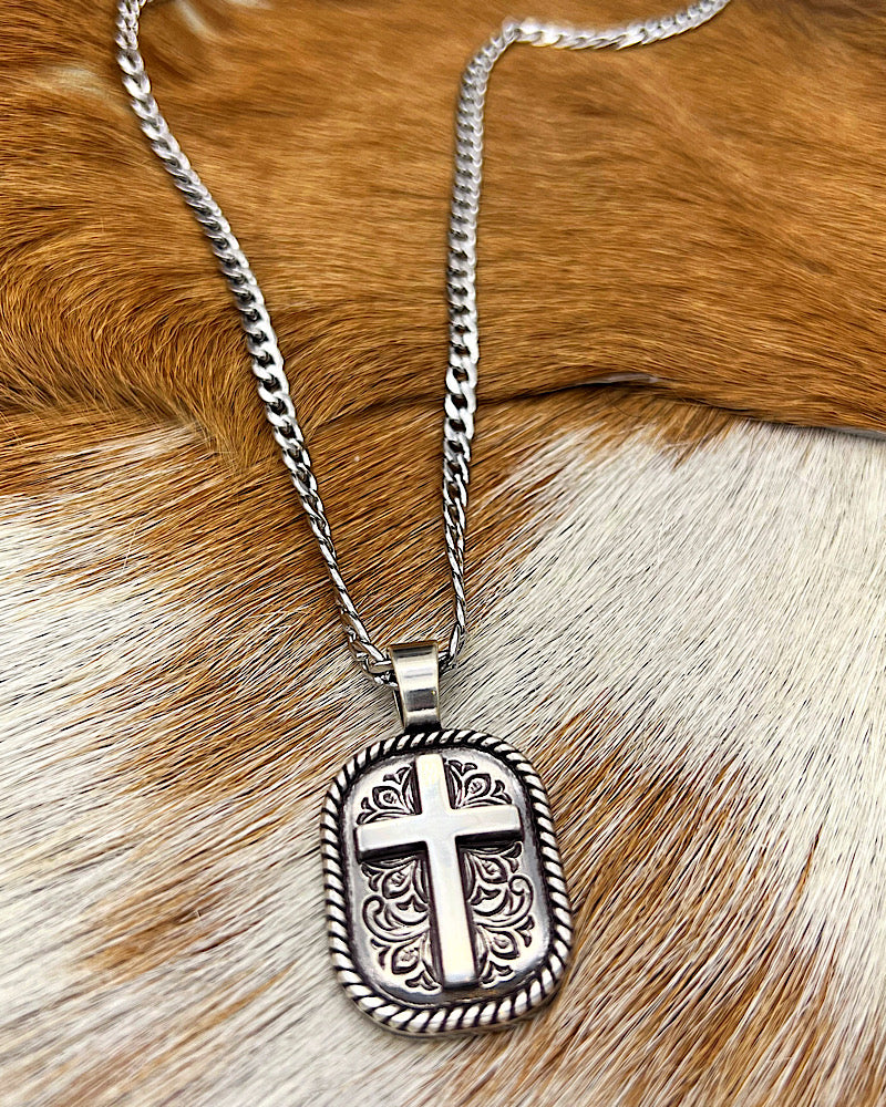 Engraved Cross Necklace