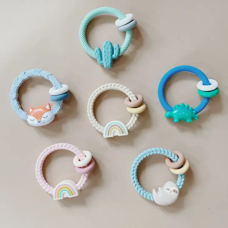 Neutral Rainbow Ritzy Rattle™ Silicone Teether Rattles